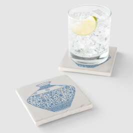 ヴィンテージブルーChinoiserie花瓶ジンジャージャー ストーンコースター