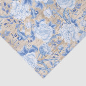 ヴィンテージブルーChinoiserie鳥とフローラの切り離し 薄葉紙 (詳細)