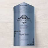 ヴィンテージブルーD20 | RPGテーブルトップサイコロ結婚ズ オールインワン招待状 (内側)