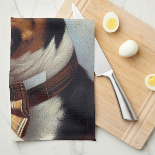 ヴィンテージブル絵を描テリアポートレート キッチンタオル (四つ折り)