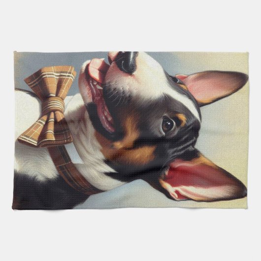 ヴィンテージブル絵を描テリアポートレート キッチンタオル (横)