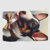 ヴィンテージブル絵を描テリアポートレート ゴルフタオル (横)