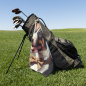 ヴィンテージブル絵を描テリアポートレート ゴルフタオル (グリーン)