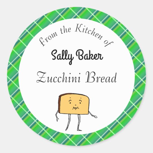 ヴィンテージブレッドスライスグリーンプレイドベーキング ラウンドシール (正面)