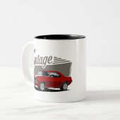 ヴィンテージブロックレッドカマロ ツートーンマグカップ (正面左)