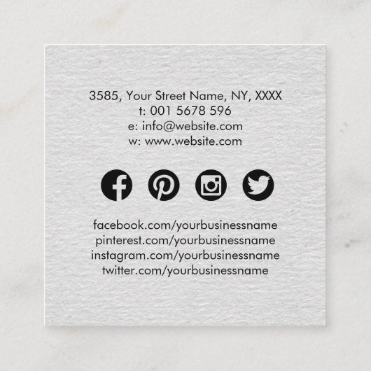 ヴィンテージブロッサムブラックアンドホワイトスクエアビジネスカ スクエア名刺 (裏面)