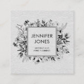 ヴィンテージブロッサムブラックアンドホワイトスクエアビジネスカ スクエア名刺 (正面)