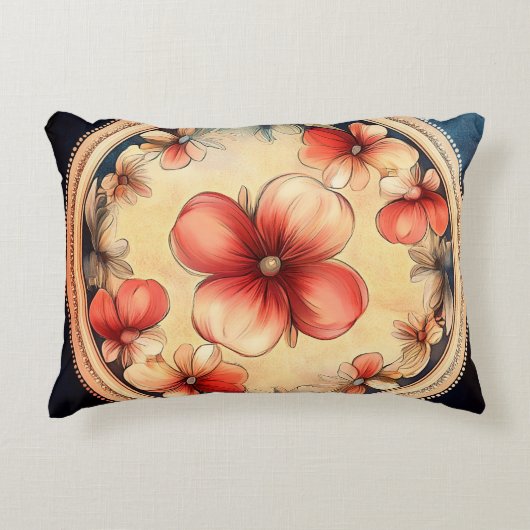 ヴィンテージブロッサムメダリオン – フローラアクセント枕 アクセントクッション (正面)