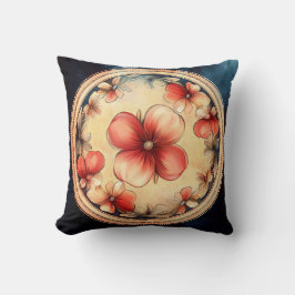 ヴィンテージブロッサムメダリオン – フローラ装飾用クッション クッション
