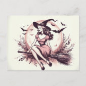 ヴィンテージブロムスティックの美しい魔女 ポストカード (正面)