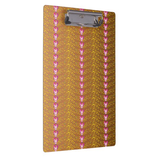 ヴィンテージブロンズとピンクのフローラスミレ模様 クリップボード (右)