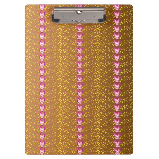 ヴィンテージブロンズとピンクのフローラスミレ模様 クリップボード (正面)