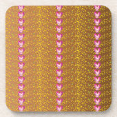 ヴィンテージブロンズとピンクのフローラスミレ模様 コースター (正面)