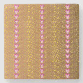 ヴィンテージブロンズとピンクのフローラスミレ模様 ストーンコースター (正面)