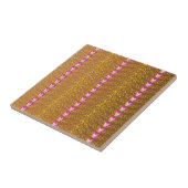 ヴィンテージブロンズとピンクのフローラスミレ模様 タイル (側面)