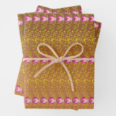 ヴィンテージブロンズとピンクのフローラスミレ模様 ラッピングペーパーシート (インサイチュ)