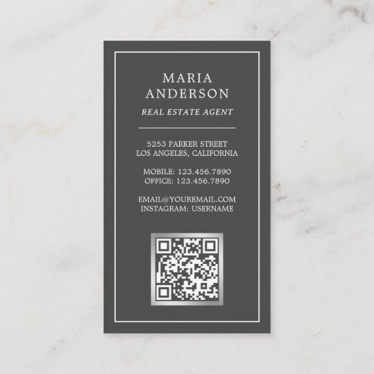 ヴィンテージブロンズ実在鍵エステートエージェント写真QRコード 名刺 (裏面)