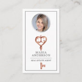 ヴィンテージブロンズ実在鍵エステートエージェント写真QRコード 名刺 (正面)