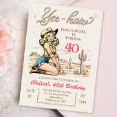 ヴィンテージブロンデイーハウ女性のカーボーイ誕生日招待状 招待状