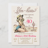 ヴィンテージブロンデイーハウ女性のカーボーイ誕生日招待状 招待状 (正面)
