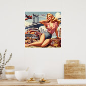 ヴィンテージブロンドのピンアップ ポスター (キッチン)