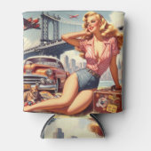 ヴィンテージブロンドのピンアップ 缶クーラー (正面)