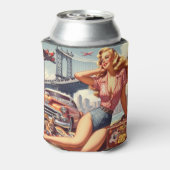 ヴィンテージブロンドのピンアップ 缶クーラー (缶裏面)