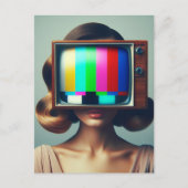 ヴィンテージブロンドの女性(カラーテレビを頭に付けている) ポストカード (正面)