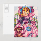 ヴィンテージブロンドの少女（犬） ポストカード (正面/裏面)