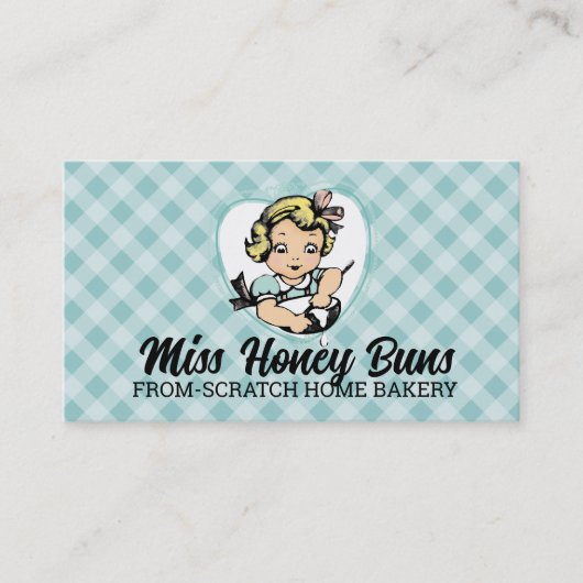 ヴィンテージブロンド女の子を攪拌バッターベーカリー料理 名刺 (正面)