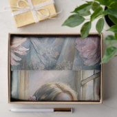 ヴィンテージブロンド女性ピンクの牡丹の居心地のよい窓 薄葉紙 (ギフト)