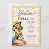 ヴィンテージブロンド誕生日女性のカーボーイ40th誕生日 招待状 (正面)