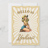 ヴィンテージブロンド誕生日女性のカーボーイ40th誕生日 招待状 (裏面)