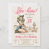 ヴィンテージブロンド・イェー女性のカーボーイ21歳 招待状 (正面)
