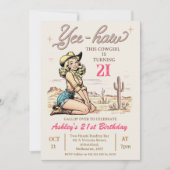 ヴィンテージブロンド・イェー女性のカーボーイ21歳 招待状 (正面)