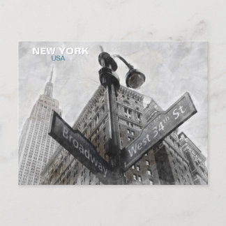ヴィンテージブロードウェイコーナーサイン – ニューヨークシティポスト ポストカード