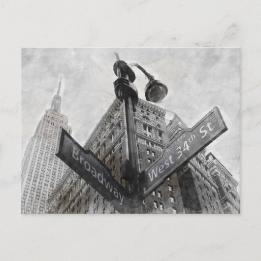 ヴィンテージブロードウェイコーナーサイン – ニューヨークシティポスト ポストカード (正面)