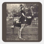 ヴィンテージブロードウェイ女優ダチョウに乗る スクエアシール (正面)