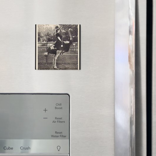 ヴィンテージブロードウェイ女優ダチョウに乗る マグネット (インサイチュ (冷蔵庫))