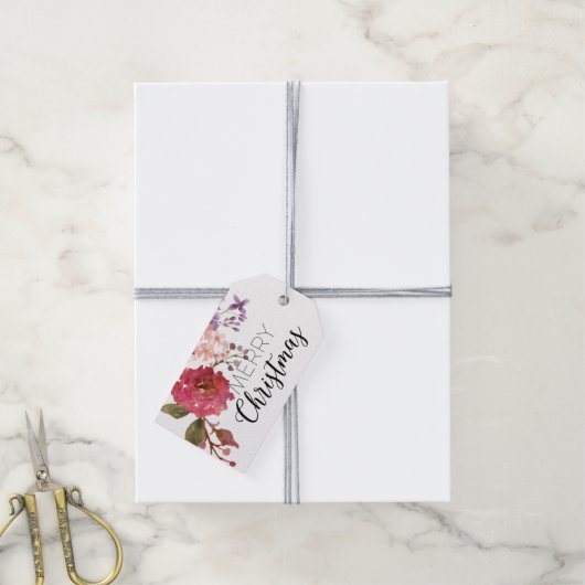 ヴィンテージブーケクリスマスホリデー ギフトタグ (より糸付き)