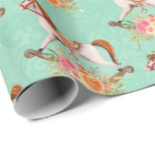 ヴィンテージブーケパターン付きフローラロッキング馬 ラッピングペーパー (ロールコーナー)