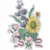 ヴィンテージブーケボタニカルイラストレーション シール (正面)