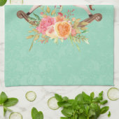 ヴィンテージブーケ付きロッキング馬 キッチンタオル (折り畳み)