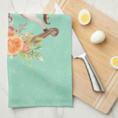 ヴィンテージブーケ付きロッキング馬 キッチンタオル (四つ折り)