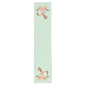 ヴィンテージブーケ付きロッキング馬 ショートテーブルランナー (正面)