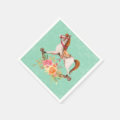 ヴィンテージブーケ付きロッキング馬 スタンダードカクテルナプキン (角)