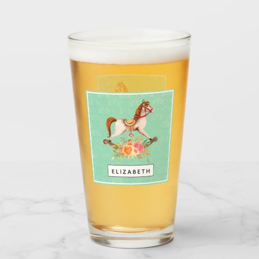ヴィンテージブーケ付きロッキング馬 タンブラーグラス (ドリンク正面)