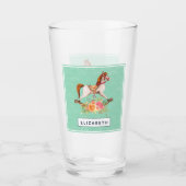 ヴィンテージブーケ付きロッキング馬 タンブラーグラス (正面)