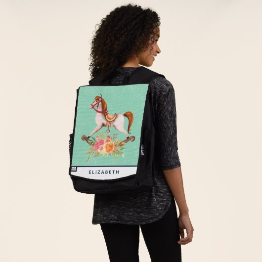 ヴィンテージブーケ付きロッキング馬 バックパック (着用)