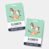 ヴィンテージブーケ付きロッキング馬 バッジ (正面＆裏面)